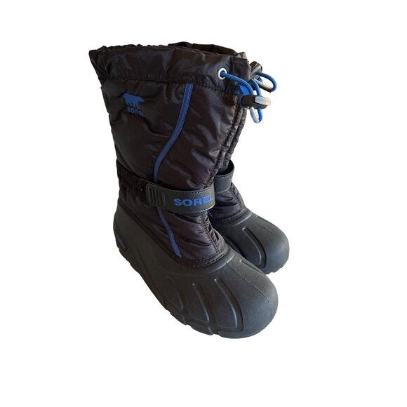 Sorel Youth Waterproof Winter Snow Boots Size 4 Black & Blue - Picture 1 of 8